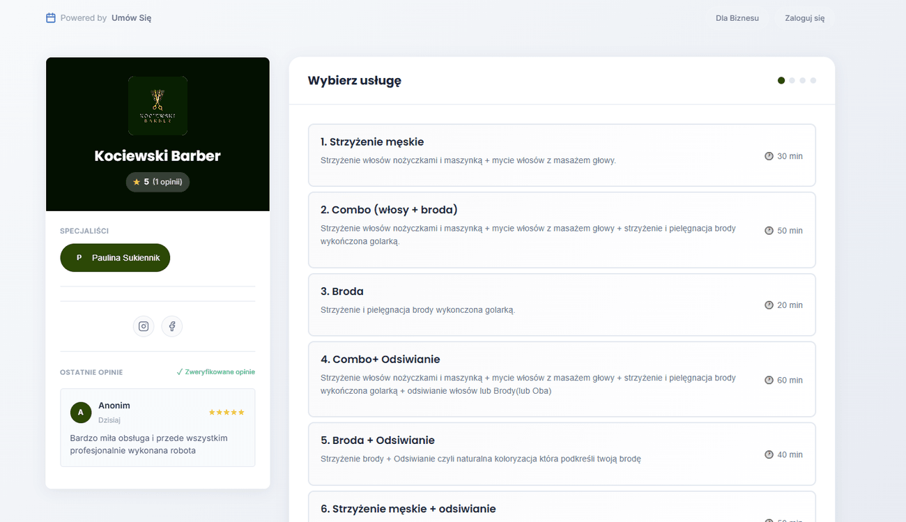 Customizacja strony rezerwacji