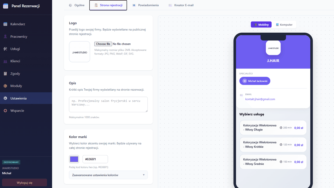 Edytor powiadomień e-mail